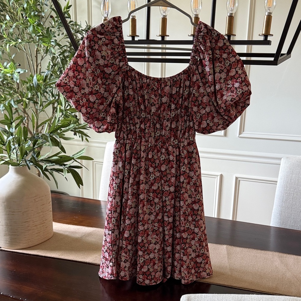 Altar'd State Pink and Black Floral Dress